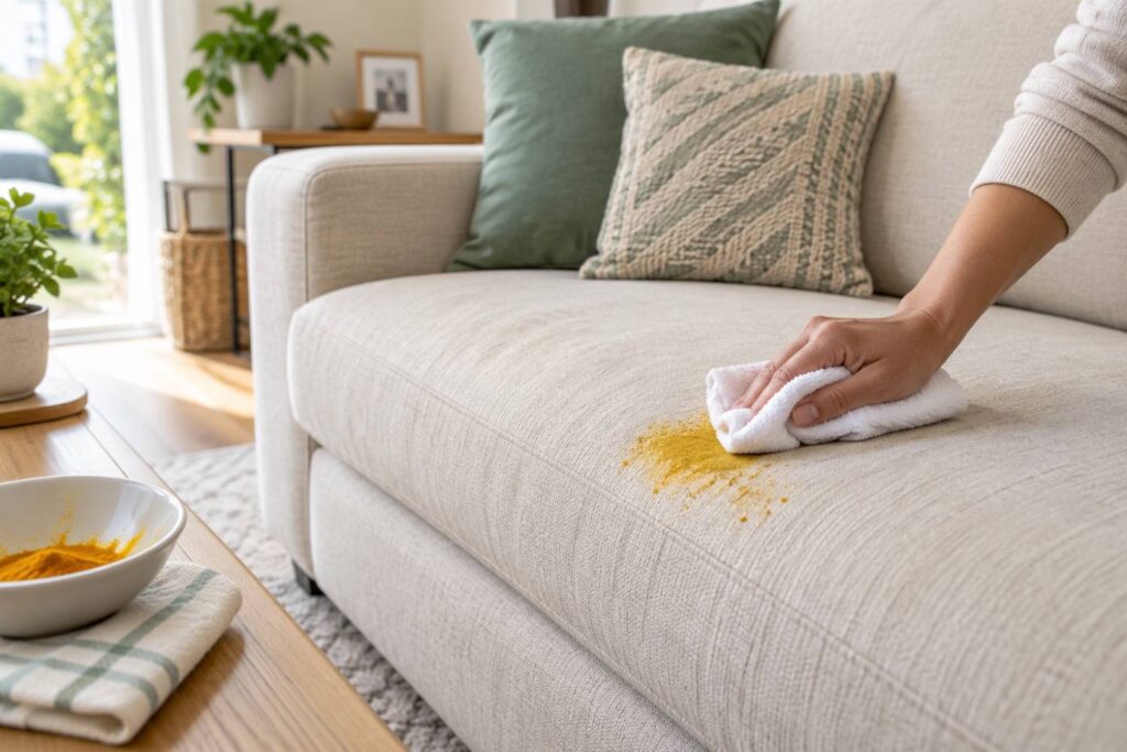 How to Remove Turmeric Stains from a Fabric Sofa Without Fading the Colour