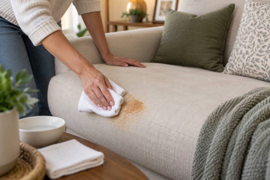 How to Remove Fake Tan from a Fabric Sofa Without Leaving Water Marks